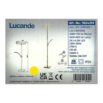 Lucande - LED Торшер з регулюванням яскравості PARTHENA LED/29,1W/230V + LED/5,3W/230V