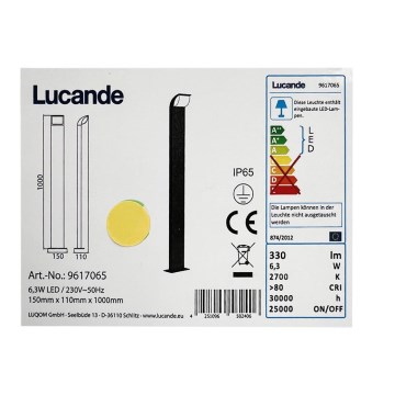 Lucande - Светодиодная уличная лампа TINNA LED/6,3W/230V IP65