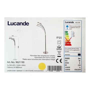 Lucande - Світлодіодний торшер з регулюванням яскравості CATRIONA 5xLED/5W/230V