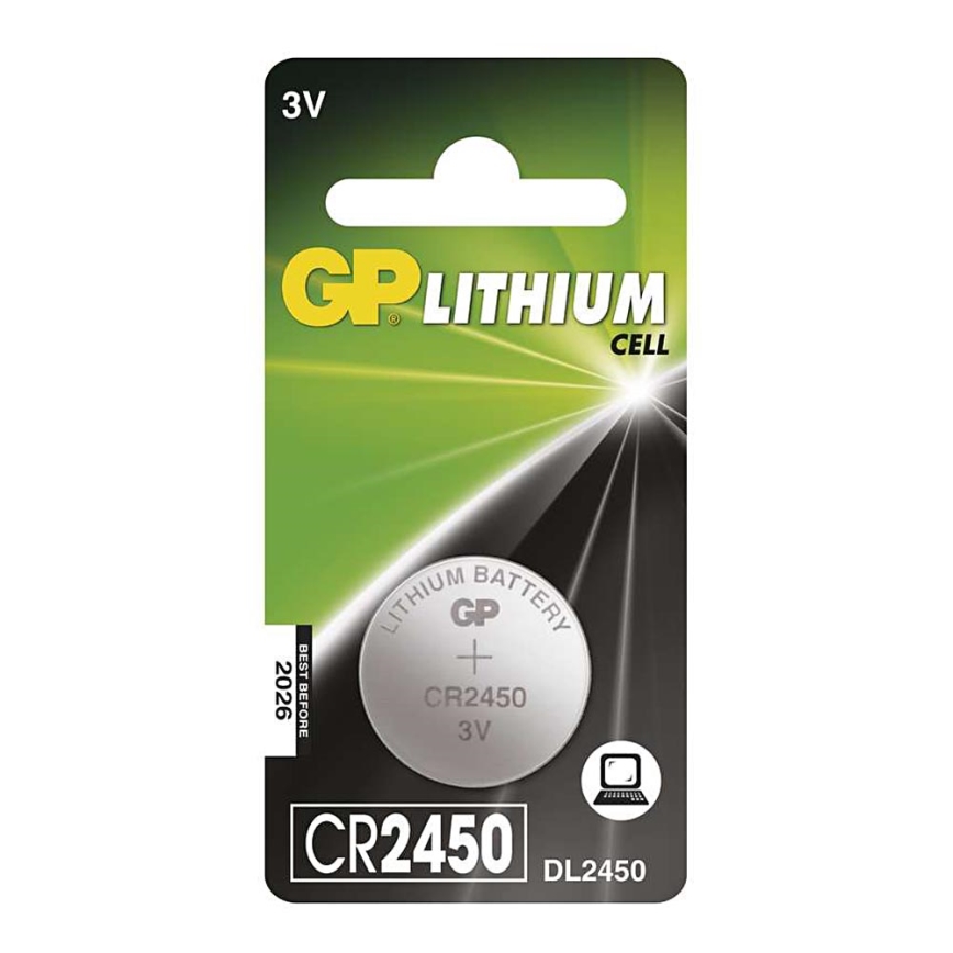 Літієва батарея таблеткового типу CR2450 GP LITHIUM 3V/600 mAh