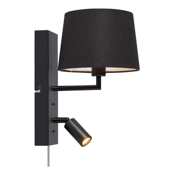 Markslöjd 108595 - Светодиодная настенная лампа с USB COMO 1xE14/40W/230V + LED/3W черный