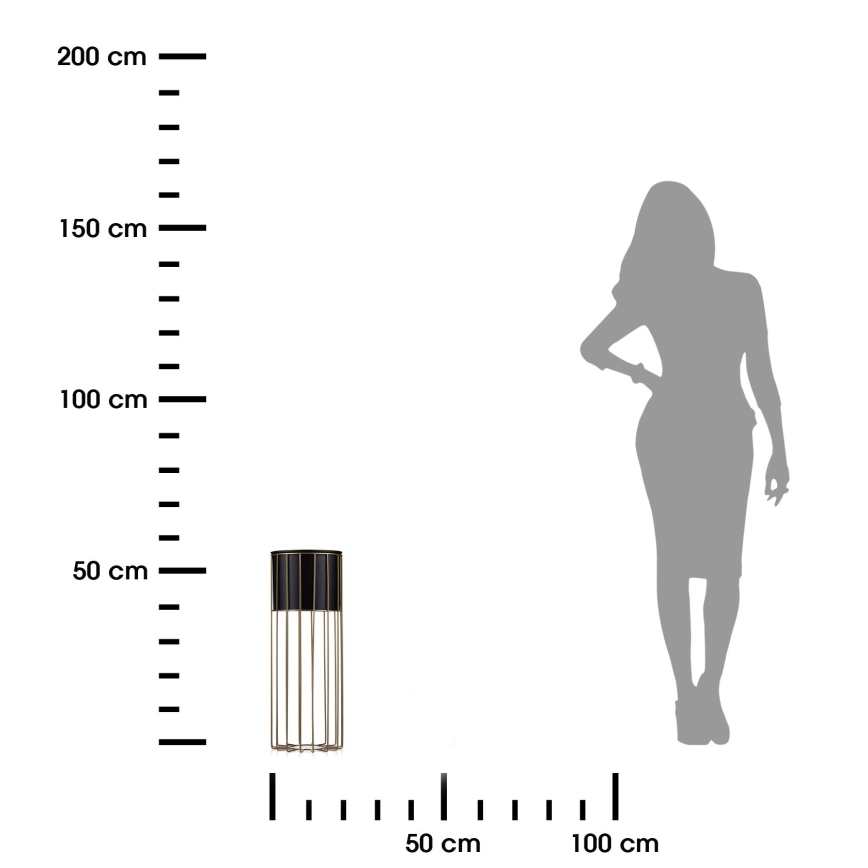 Металевий горщик для квітів LOFT 55x20 см золотий/чорний