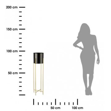 Металевий горщик для квітів OSLO 95x17 см чорний/золотий