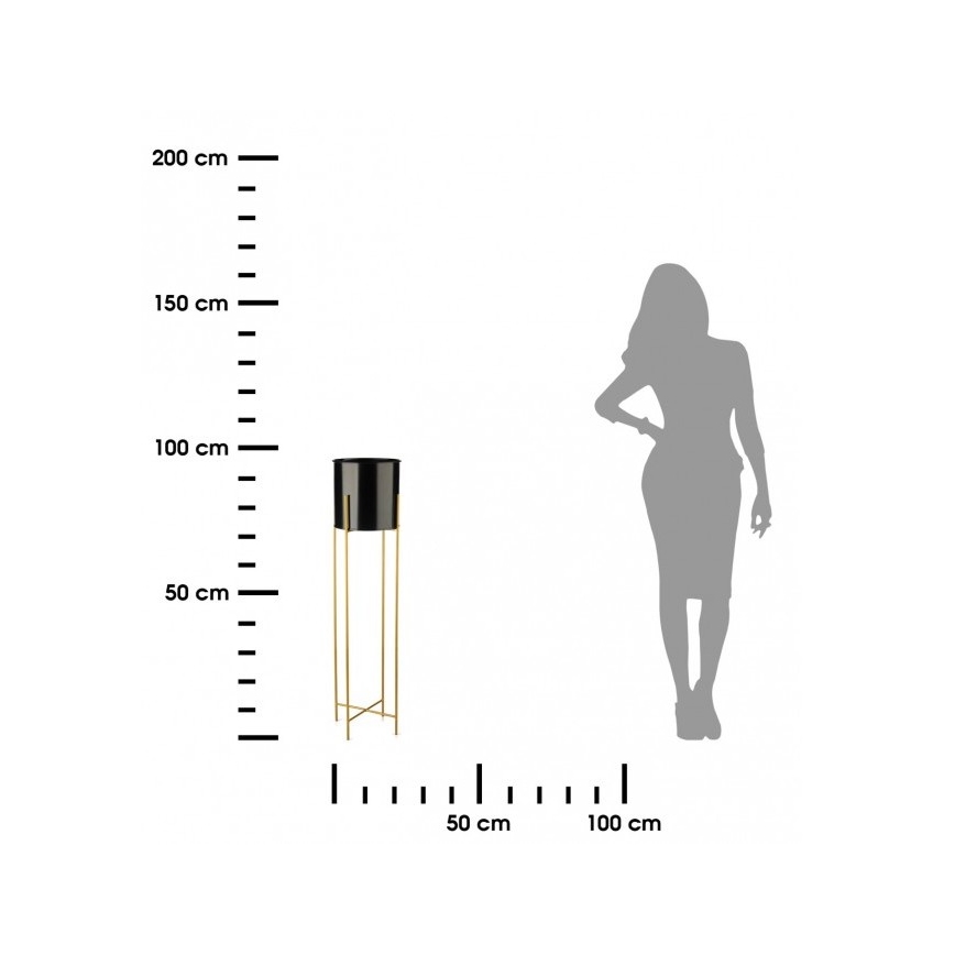 Металевий горщик для квітів OSLO 95x17 см чорний/золотий