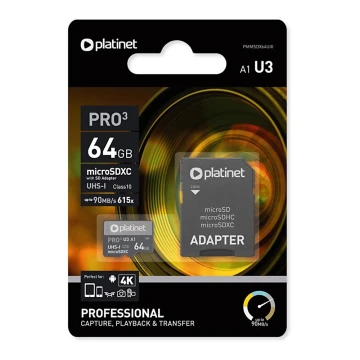 MicroSDXC 64GB U3 Pro A1 90MB/s + SD-адаптер