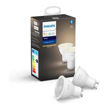 НАБОР 2х Светодиодная лампочка с регулированием яркости Philips Hue WHITE GU10/5,2W/230V 2700K