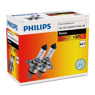 НАБОР 2x Автомобильная лампа Philips VISION 12342PRC2 H4 P43t-38/60W/55W/12V 3200K