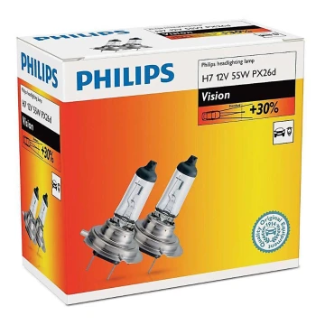 НАБОР 2x Автомобильная лампа Philips VISION 12972PRC2 H7 PX26d/55W/12V 3200K