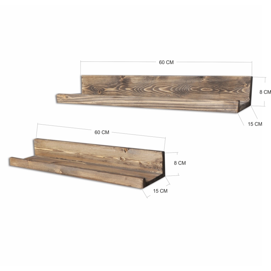 НАБОР 2x Настенная полка 8x60 см ель