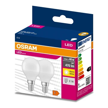 НАБОР 2x Светодиодная лампочка P45 E14/4,9W/230V 3000K - Osram