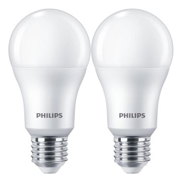 НАБОР 2x Светодиодная лампочка Philips A67 E27/13W/230V 4000K