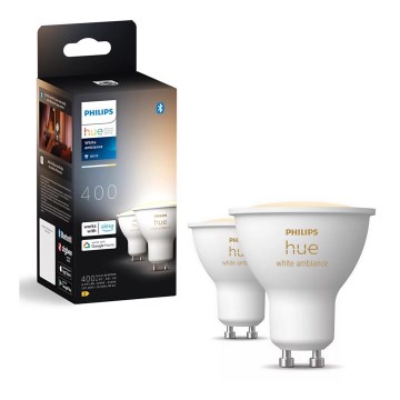 НАБОР 2x Светодиодная лампочка с регулированием яркости Philips Hue WHITE AMBIANCE GU10/4,2W/230V 2200-6500K