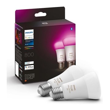 НАБОР 2x Светодиодная лампочка с регулированием яркости Philips Hue White And Color Ambiance A60 E27/6,5W/230V 2000-6500K