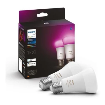 НАБОР 2x Светодиодная лампочка с регулированием яркости Philips Hue White And Color Ambiance A60 E27/9W/230V 2000-6500K