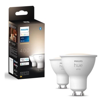 НАБОР 2x Светодиодная лампочка с регулированием яркости Philips Hue WHITE GU10/4,2W/230V 2700K