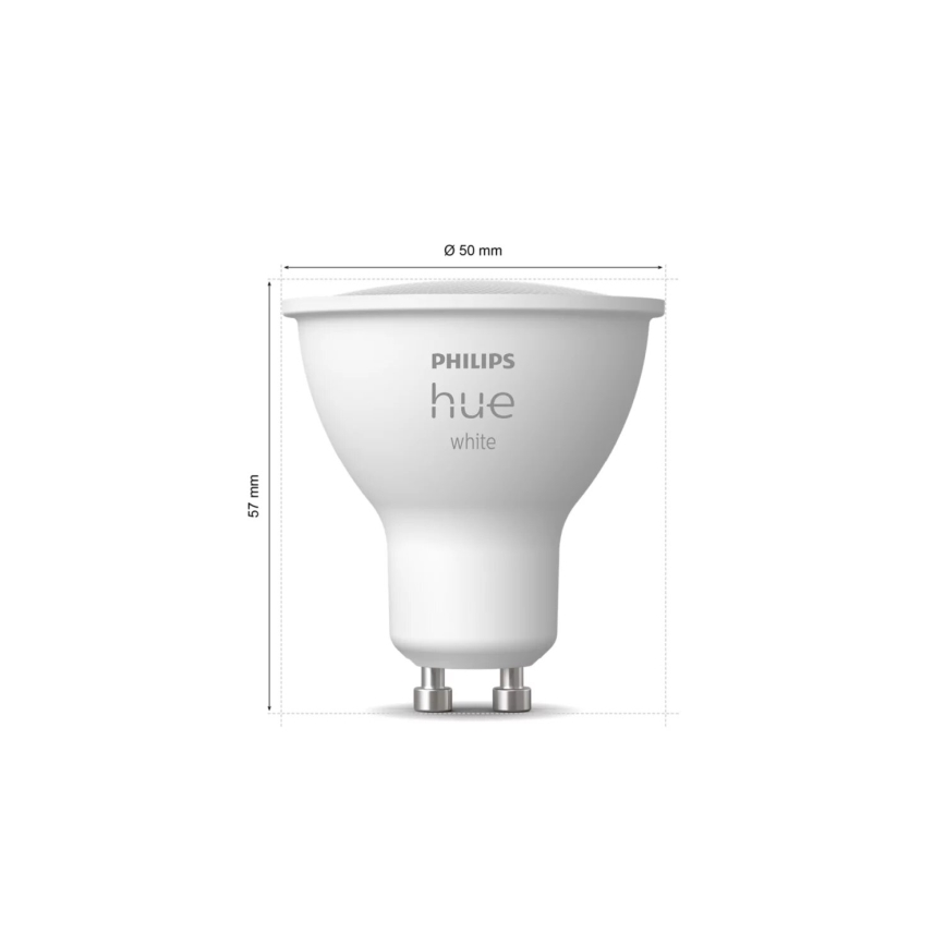 НАБОР 2x Светодиодная лампочка с регулированием яркости Philips Hue WHITE GU10/4,2W/230V 2700K