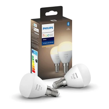 НАБОР 2x Светодиодная лампочка с регулированием яркости Philips Hue WHITE P45 E14/5,5W/230V 2700K