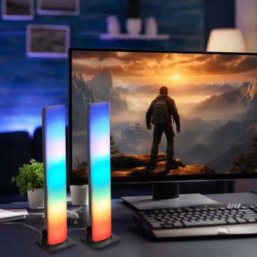 НАБОР 2x Светодиодная настольная RGB-лампа с регулированием яркости GAMER LED/5W/5V + дистанционное управление