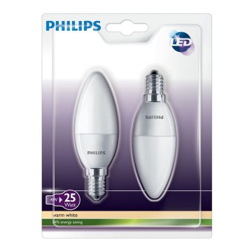 НАБОР 2x Светодиодная свеча Philips E14/4W/230V - CANDLE