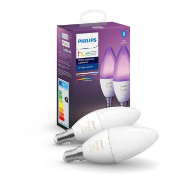 Набор 2x светодиодные диммируемые лампочки Philips Hue WHITE AND COLOR E14/5,3W/230V