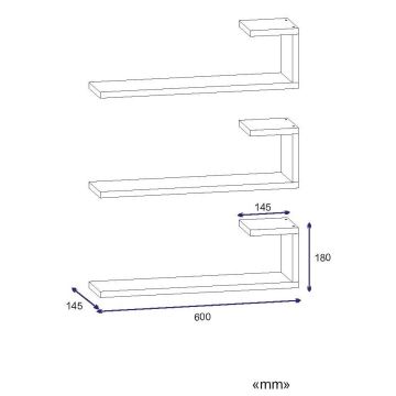 НАБОР 3x Настенная полка EMILY 18x60 см белая