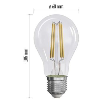 НАБОР 3x Светодиодная лампочка FILAMENT A60 E27/3,8W/230V 4000K Класс энергоэффективности A