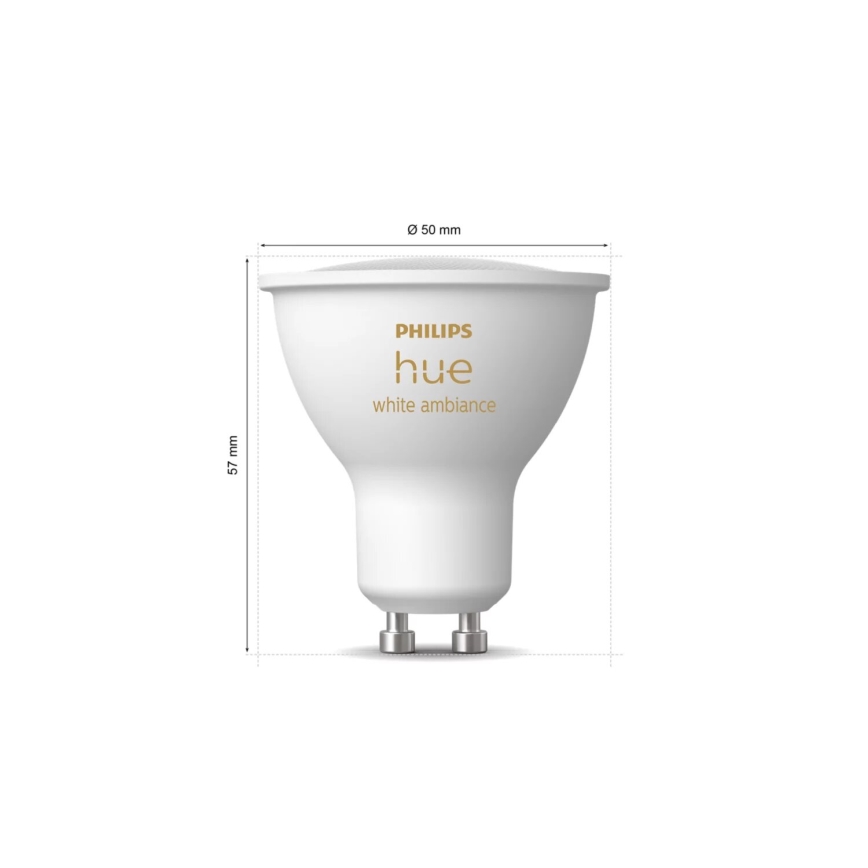 НАБОР 3x Светодиодная лампочка с регулированием яркости Philips Hue WHITE AMBIANCE GU10/4,2W/230V 2200-6500K