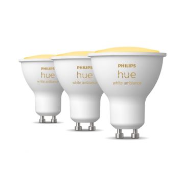 НАБОР 3x Светодиодная лампочка с регулированием яркости Philips Hue WHITE AMBIANCE GU10/4,3W/230V 2200-6500K