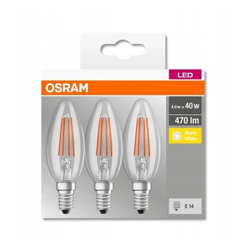 Набор 3x светодиодные лампочки VINTAGE B40 E14/4W/230V 2700K - Osram
