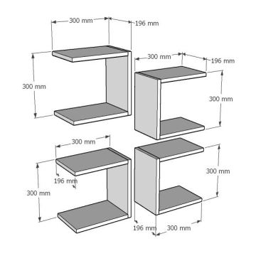 НАБОР 4x Настенная полка BASE 30x30 см белый