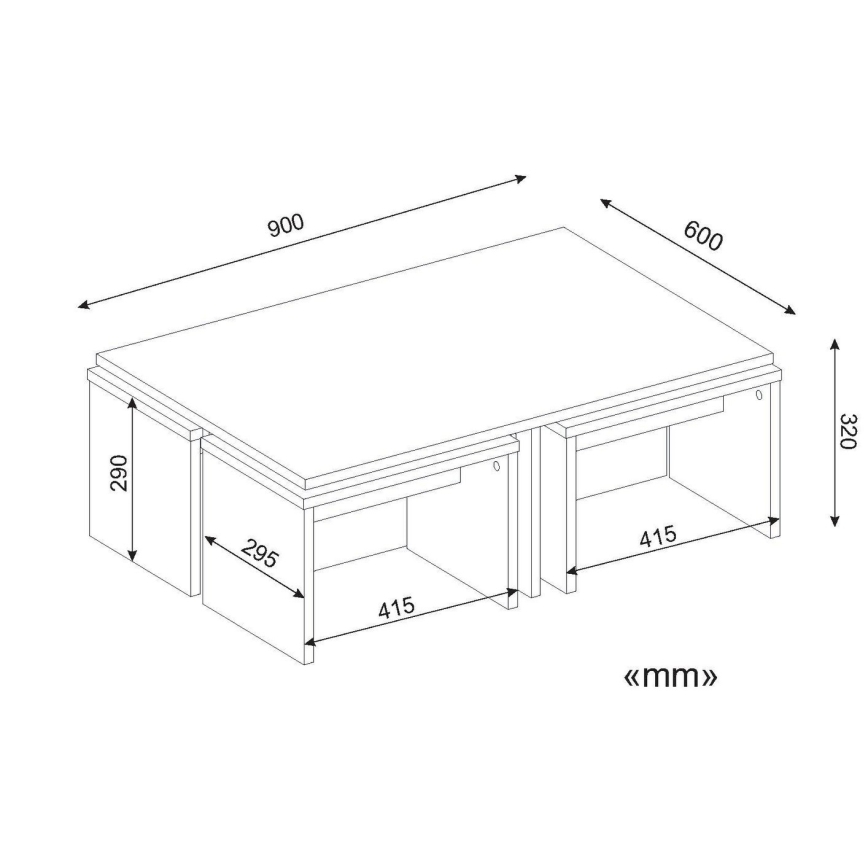 НАБОР 4x Столик CHEST 29x41 см + журнальный столик 32x90 см