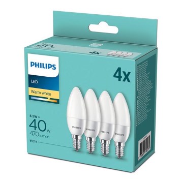 Набор 4x светодиодные лампочки Philips E14/5,5W/230V 2700K