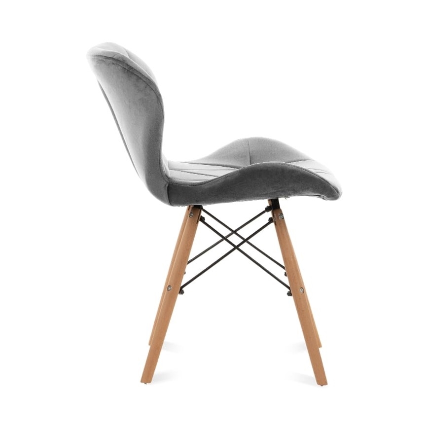НАБОР 4x Обеденный стул TRIGO 74x48 см светло-серый/бук
