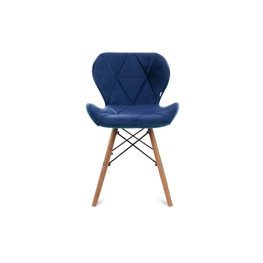 НАБОР 4x Обеденный стул TRIGO 74x48 см темно-синий/бук