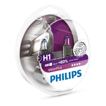 НАБІР 2x Автомобільна лампа Philips VISION PLUS 12258VPS2 H1 P14,5s/55W/12V