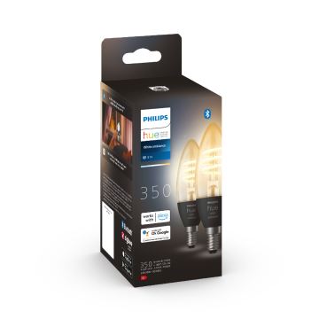 НАБІР 2x LED Лампа з регулюванням яскравості Philips Hue WHITE AMBIANCE E14/4,6W/230V