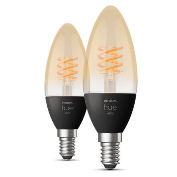 НАБІР 2x LED Лампочка з регулюванням яскравості Philips Hue WHITE FILAMENT E14/4,5W/230V 2100K
