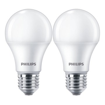 НАБІР 2x Світлодіодна лампочка Philips A60 E27/10W/230V 4000K