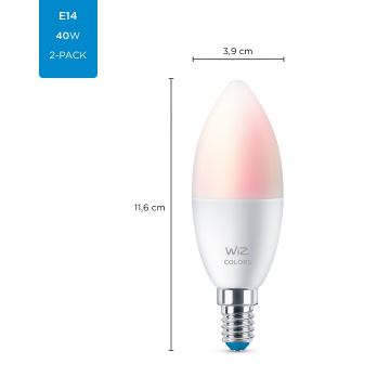 НАБІР 2x Світлодіодна RGBW лампочка з регулюванням яскравості C37 E14/4,9W/230V 2200-6500K Wi-Fi - WiZ