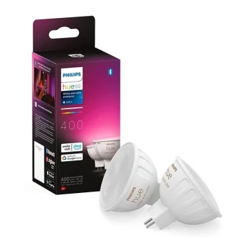 НАБІР 2x Світлодіодна RGBW лампочка з регулюванням яскравості Philips Hue White And Color Ambiance GU5,3/MR16/6,3W/12V 2000-6500K
