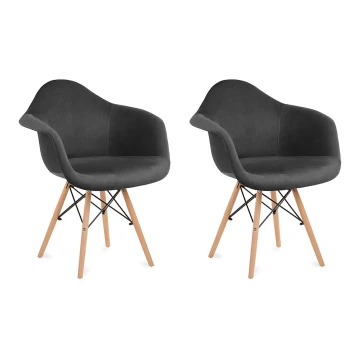 НАБІР 2x Обіднє крісло NEREA 80x60,5 см сірий/бук