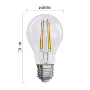 НАБІР 3x Світлодіодна лампочка FILAMENT A60 E27/3,8W/230V 2700K Клас енергоспоживання A