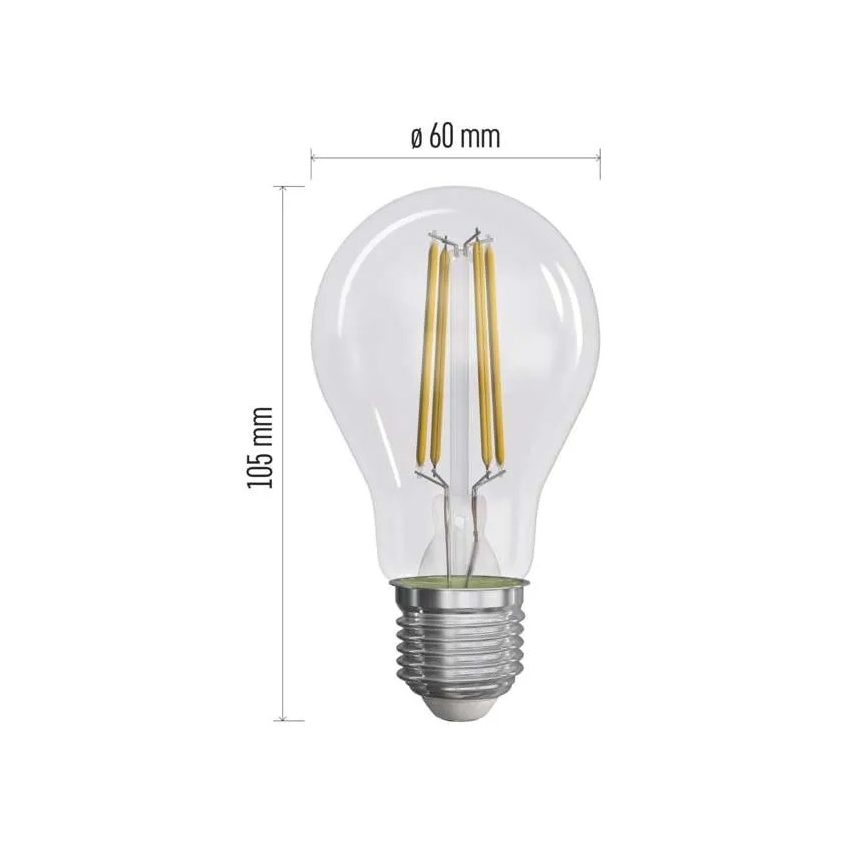 НАБІР 3x Світлодіодна лампочка FILAMENT A60 E27/3,8W/230V 4000K Клас енергоспоживання A