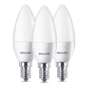 НАБІР 3x Світлодіодна лампочка Philips B35 E14/5,5W/230V