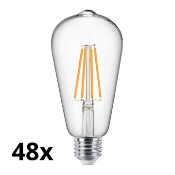 НАБІР 48x Світлодіодна лампочка VINTAGE ST64 E27/7W/230V 2700K