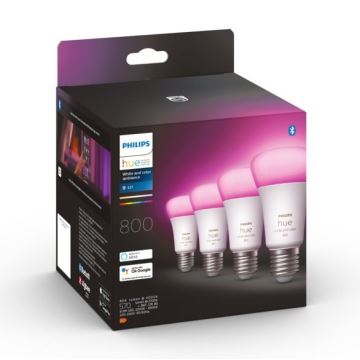 НАБІР 4x LED Лампочка з регулюванням яскравості Philips Hue White And Color Ambiance E27/6,5W/230V 2000-6500K