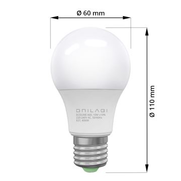 НАБІР 4x Світлодіодна лампочка ECOLINE A60 E27/10W/230V 4000K - Brilagi