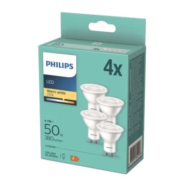 НАБІР 4x Світлодіодна лампочка Philips GU10/4,7W/230V 2700K