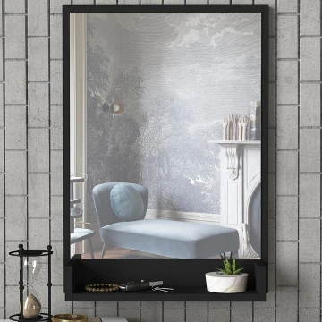 Настенное зеркало с полкой COSTA 75x45 см черный