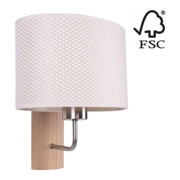 Настінна лампа MERCEDES 1xE27/25W/230V кремовий/дуб – FSC сертифіковано